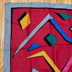 Vtg Geometric Print Scarf Abstract Colorful  Approx 29.5” X 31” Retro MCM Vibes